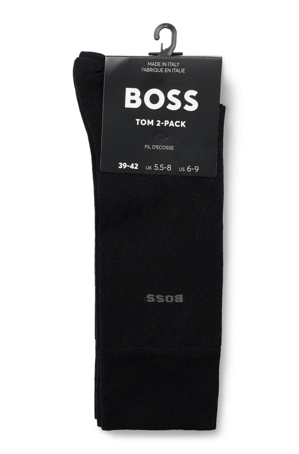 Boss Two-Pack Regular-Length Stretch Cotton Socks - Black