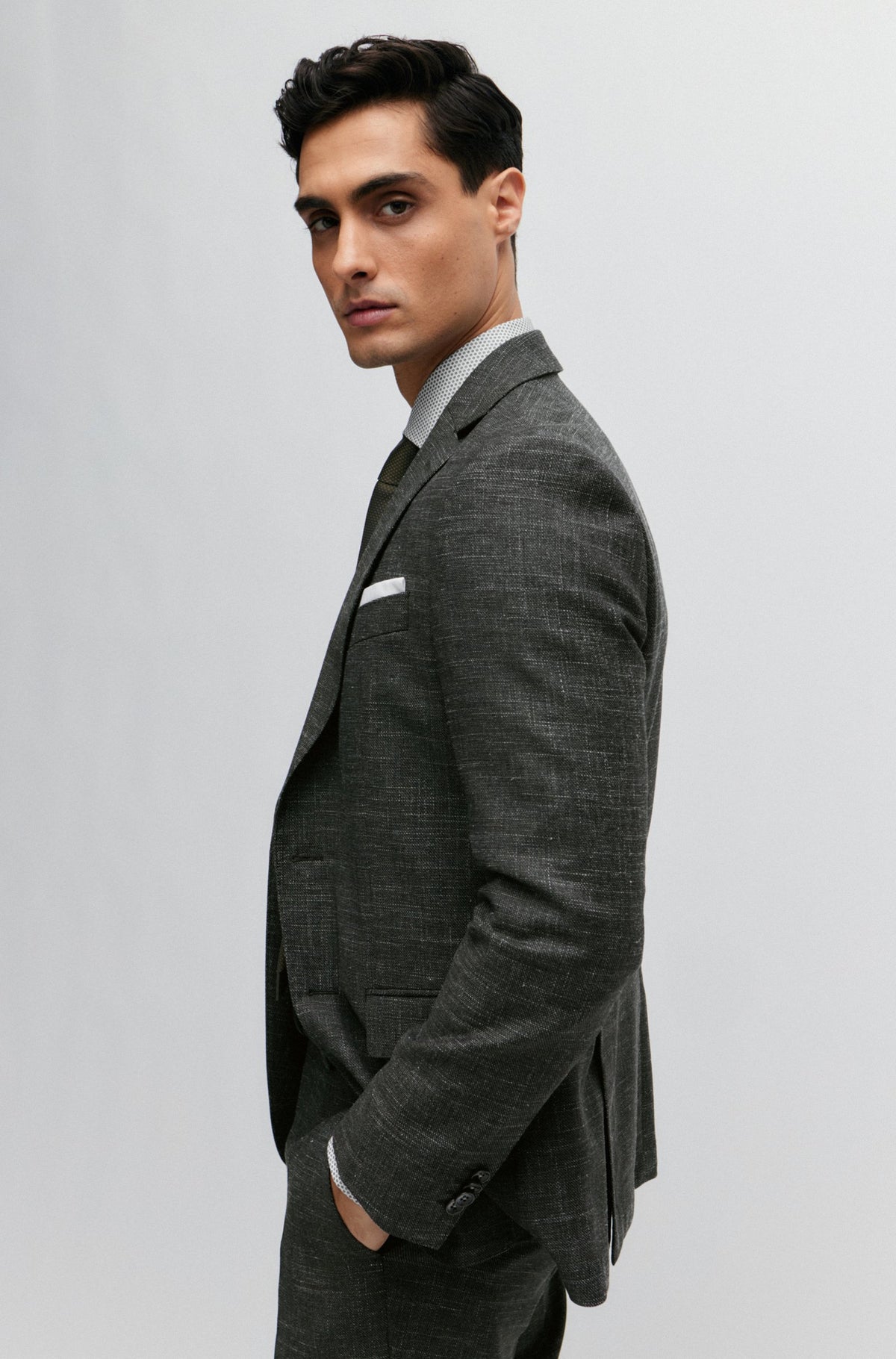 Boss Patterned Wool Blend Slim-Fit Jacket - Green