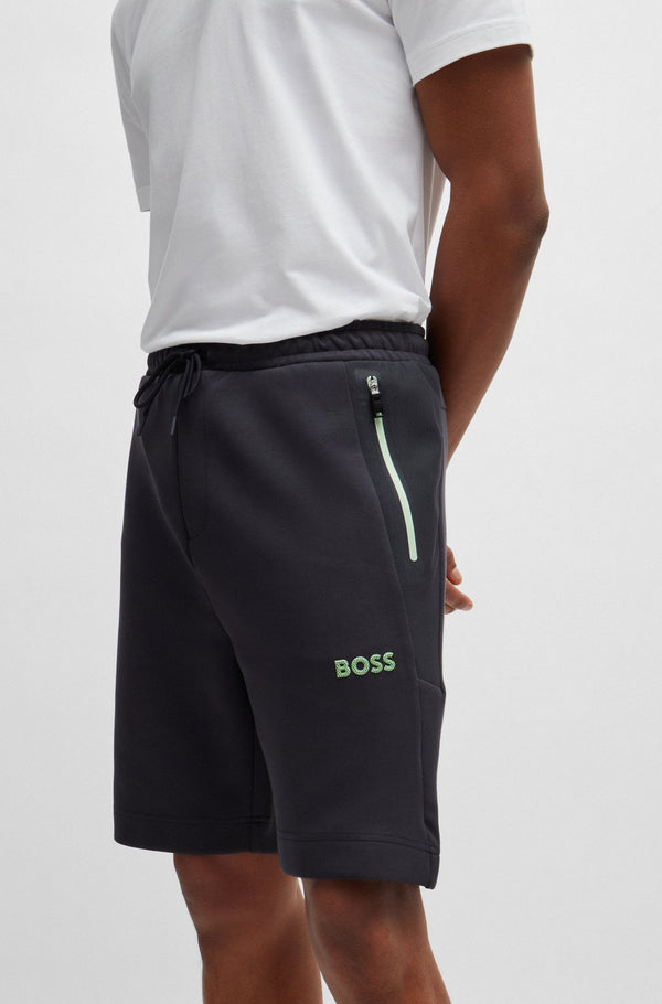 Boss 3D Logo Cotton-Blend Tracksuit Shorts - Grey
