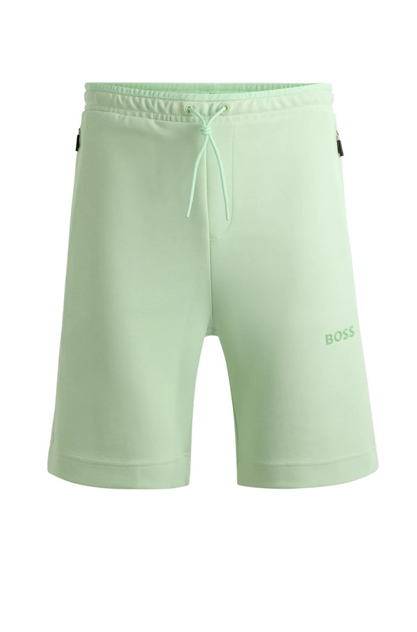 Boss 3D Logo Cotton-Blend Tracksuit Shorts - Green