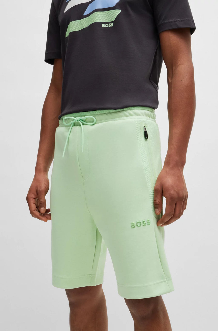 BOSS Green 3D Logo Cotton-Blend Shorts – Green