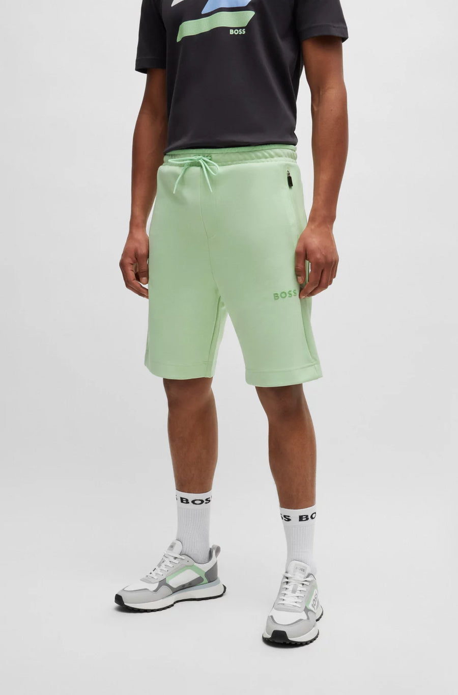 BOSS Green 3D Logo Cotton-Blend Shorts – Green