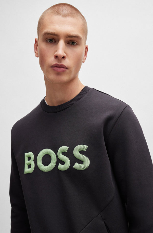 Boss 3D Logo Cotton-Blend Sweatshirt - Grey