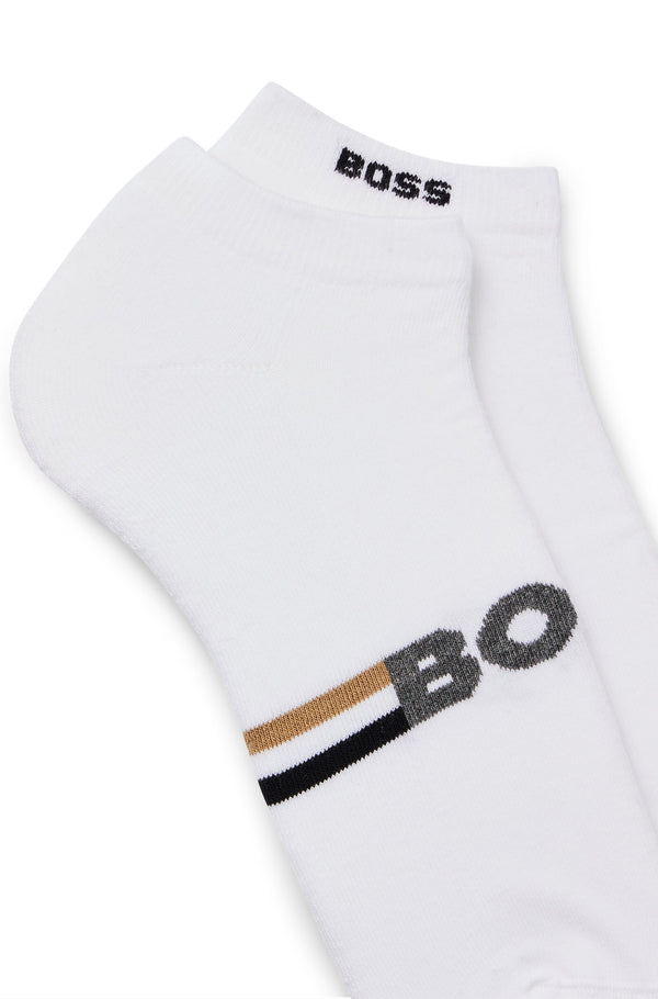 Boss Cotton Blend Two-Pack Ankle-Length Socks - White