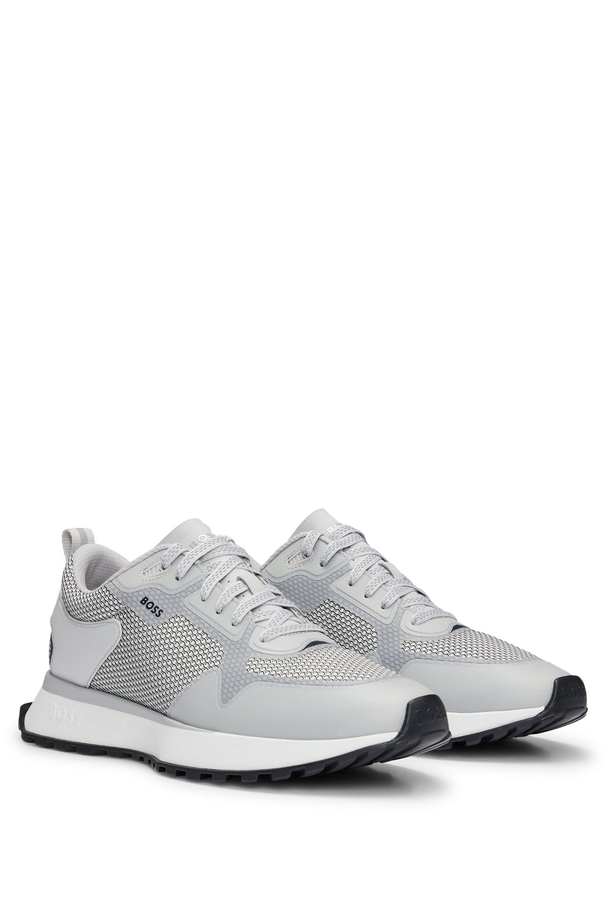 Boss Mesh Detail Mixed-Material Trainers - White