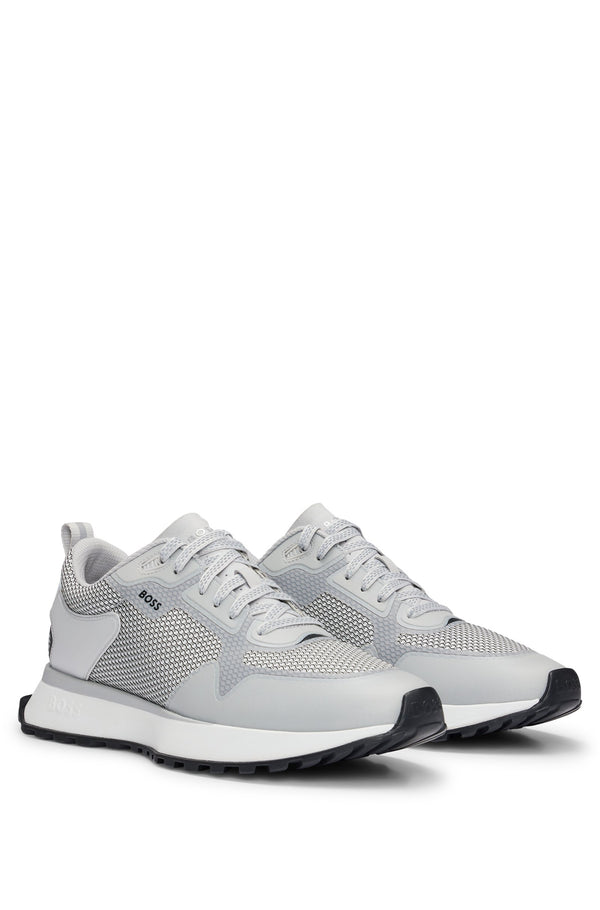 Boss Mesh Detail Mixed-Material Trainers - White