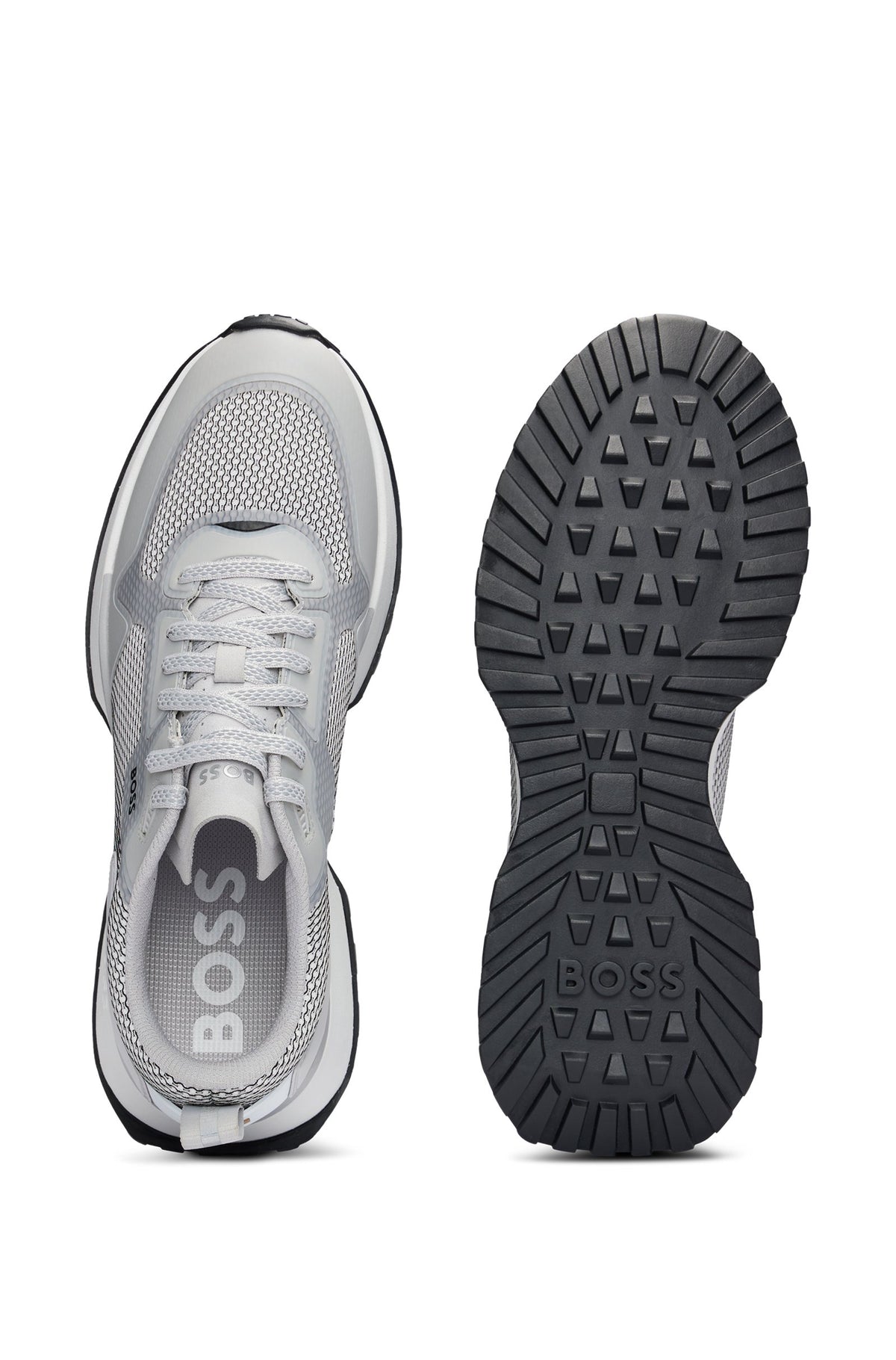 Boss Mesh Detail Mixed-Material Trainers - White