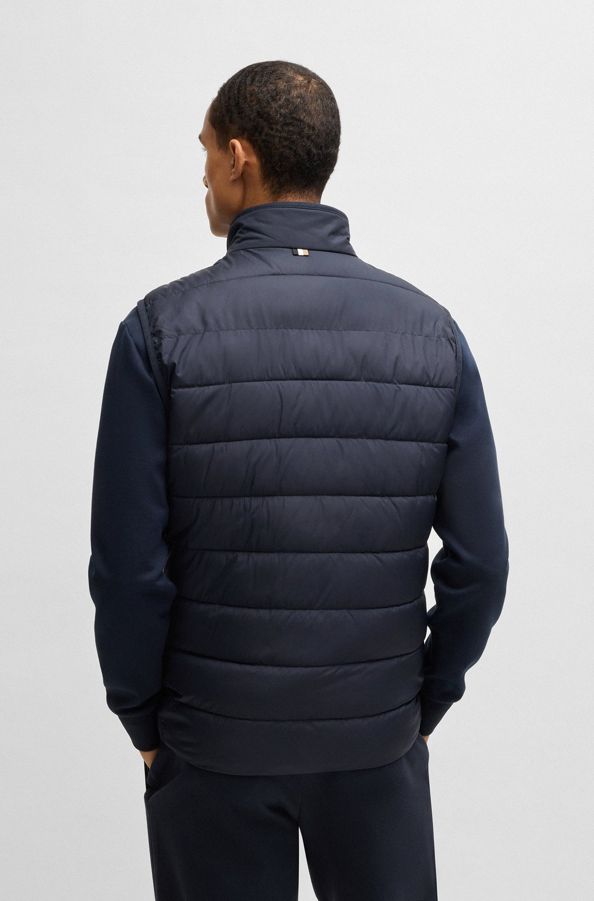 Boss Water-repellent gilet with tonal logo - Navy