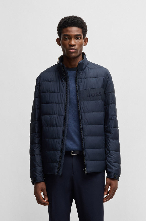 Boss  Water-repellent regular-fit jacket with logo detail - Navy
