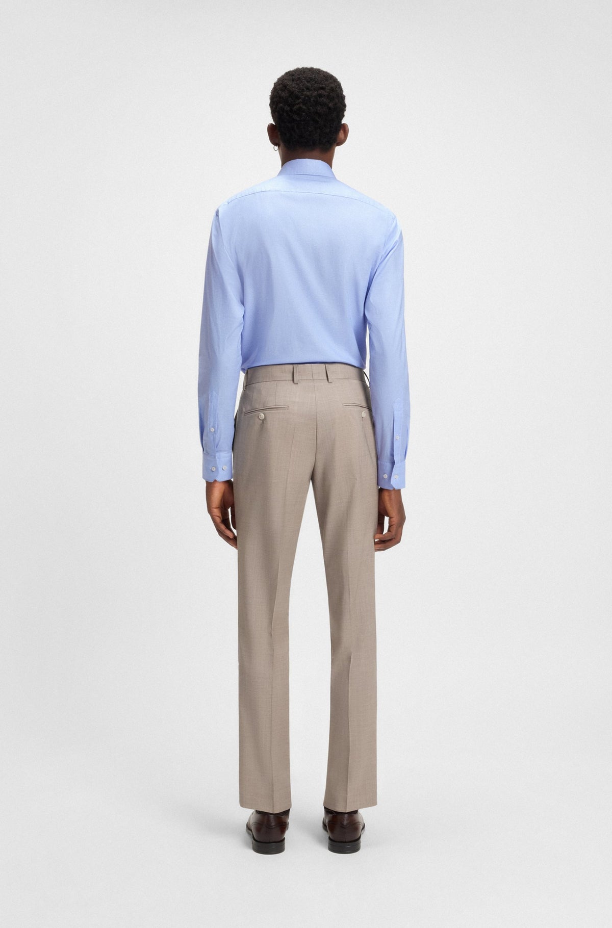 Boss Regular-fit shirt in easy-iron pepita stretch cotton - Blue