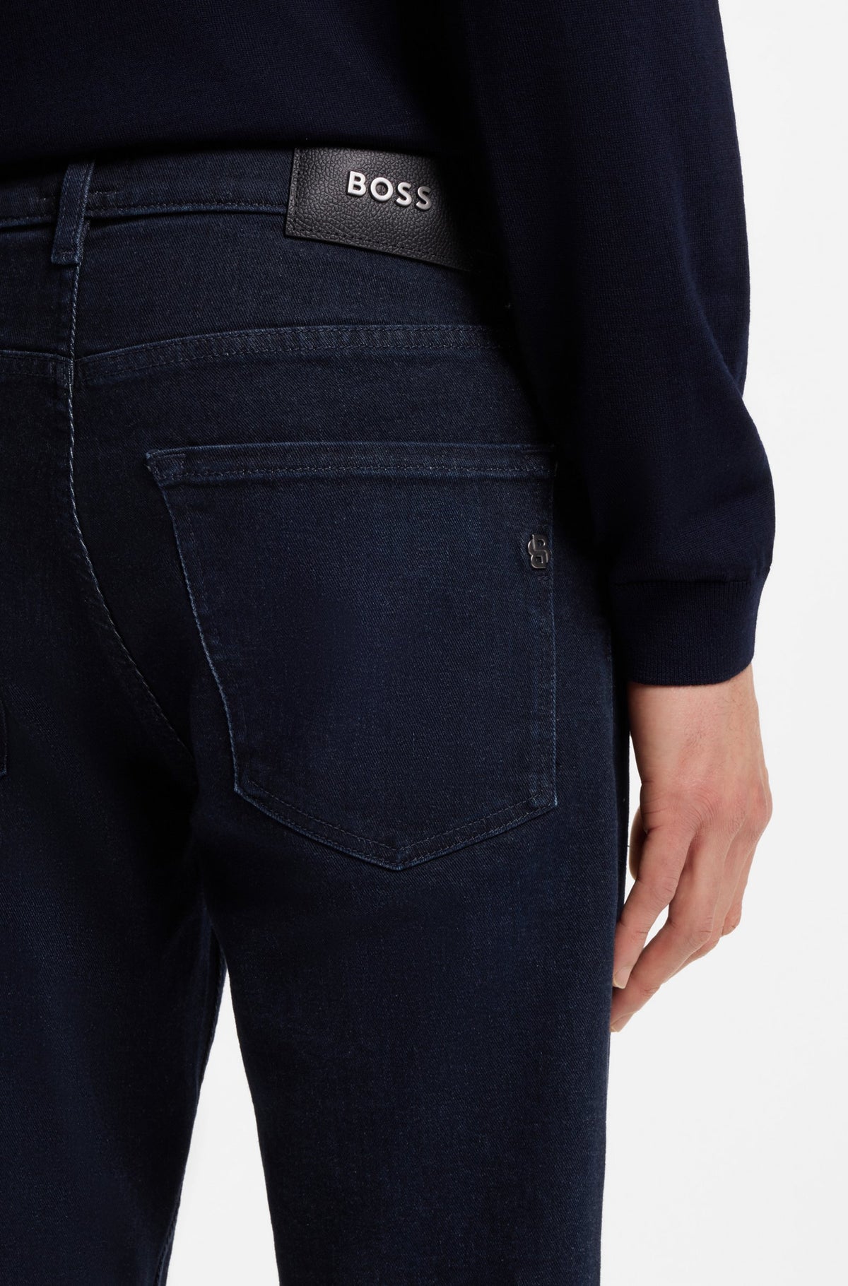 Boss Slim-fit jeans in dark-blue stretch denim - Navy