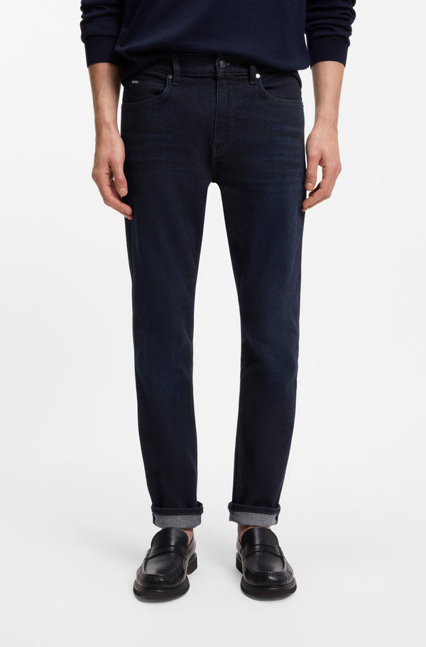Boss Slim-fit jeans in dark-blue stretch denim - Navy