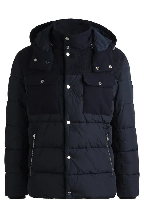 Boss Water-Repellent Regular-Fit Jacket in Mixed Materials - Blue