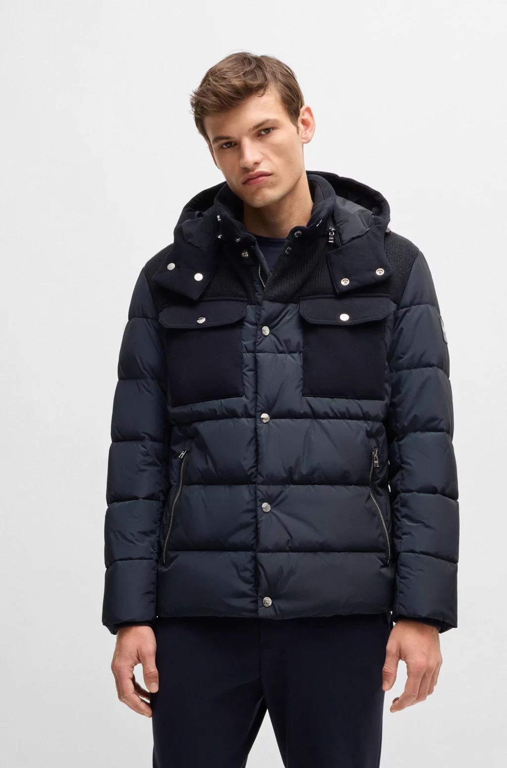 Boss Water-Repellent Regular-Fit Jacket in Mixed Materials - Blue