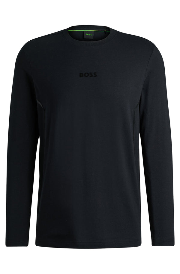 Boss  Cotton-Jersey T-Shirt with Mirror-Effect Logo - Black