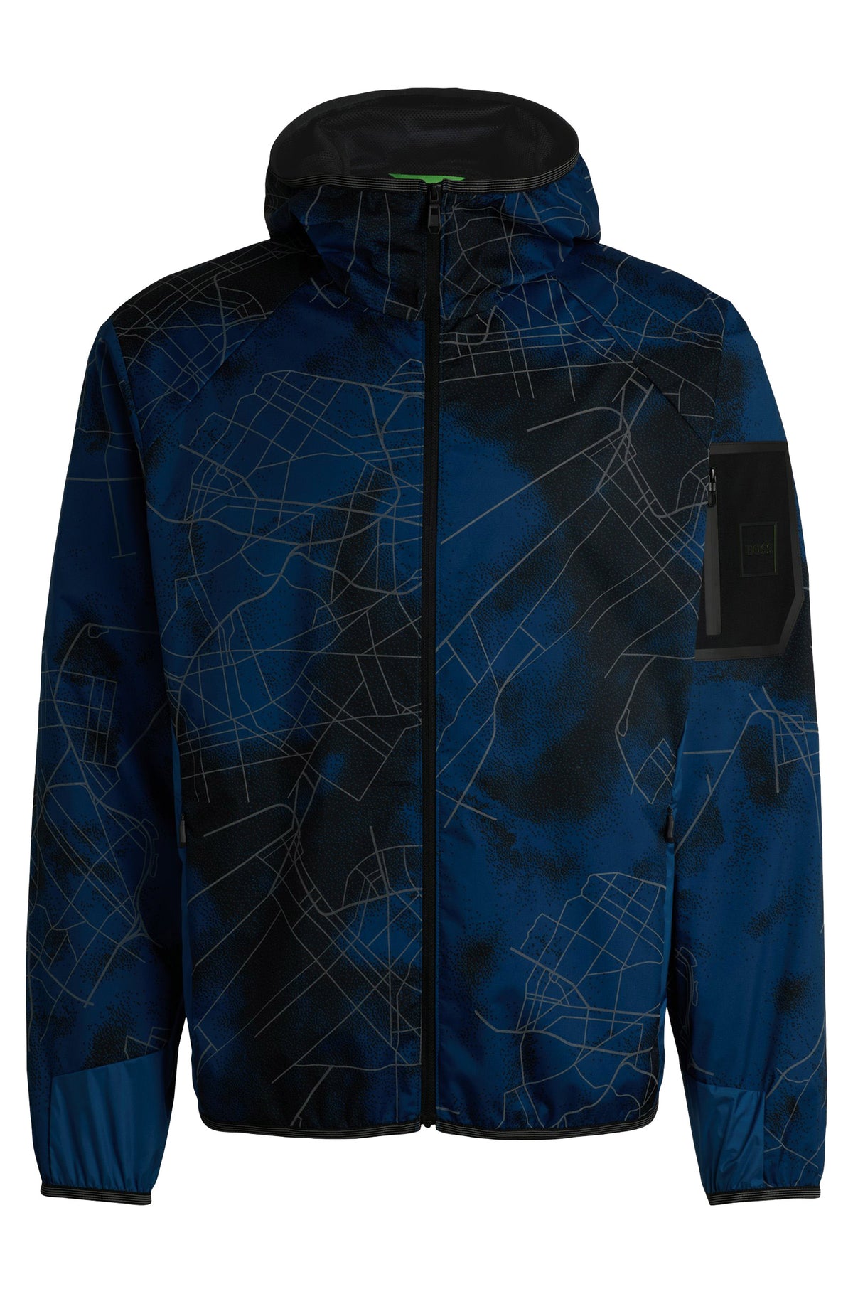Boss Zip-Up Jacket with Seasonal Print - Blue