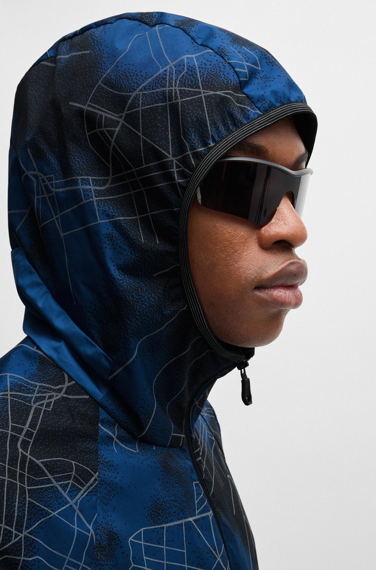 Boss Zip-Up Jacket with Seasonal Print - Blue