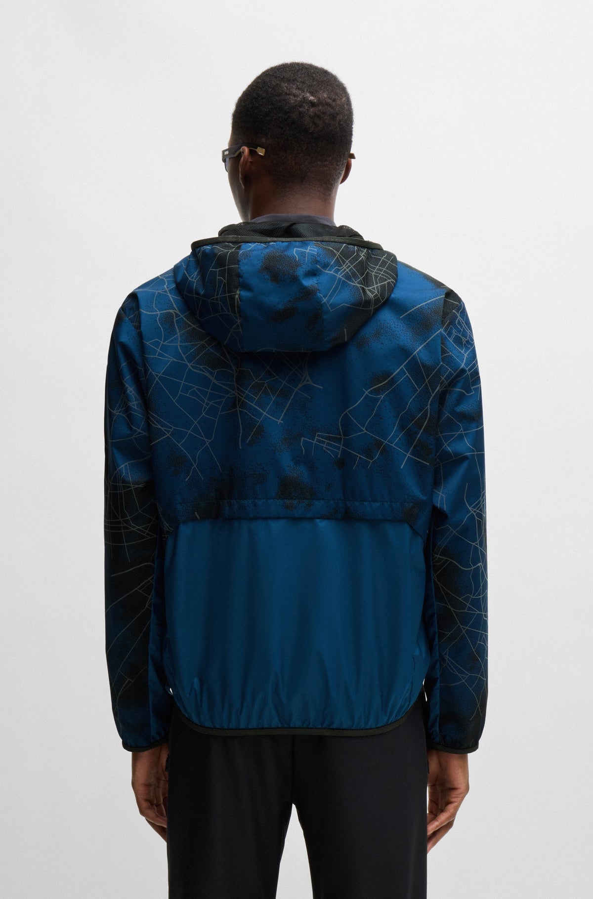 Boss Zip-Up Jacket with Seasonal Print - Blue