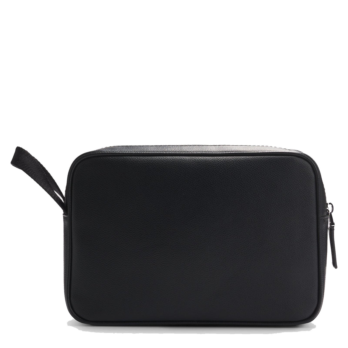 Boss Faux-leather washbag with monogram-print front pocket - Black