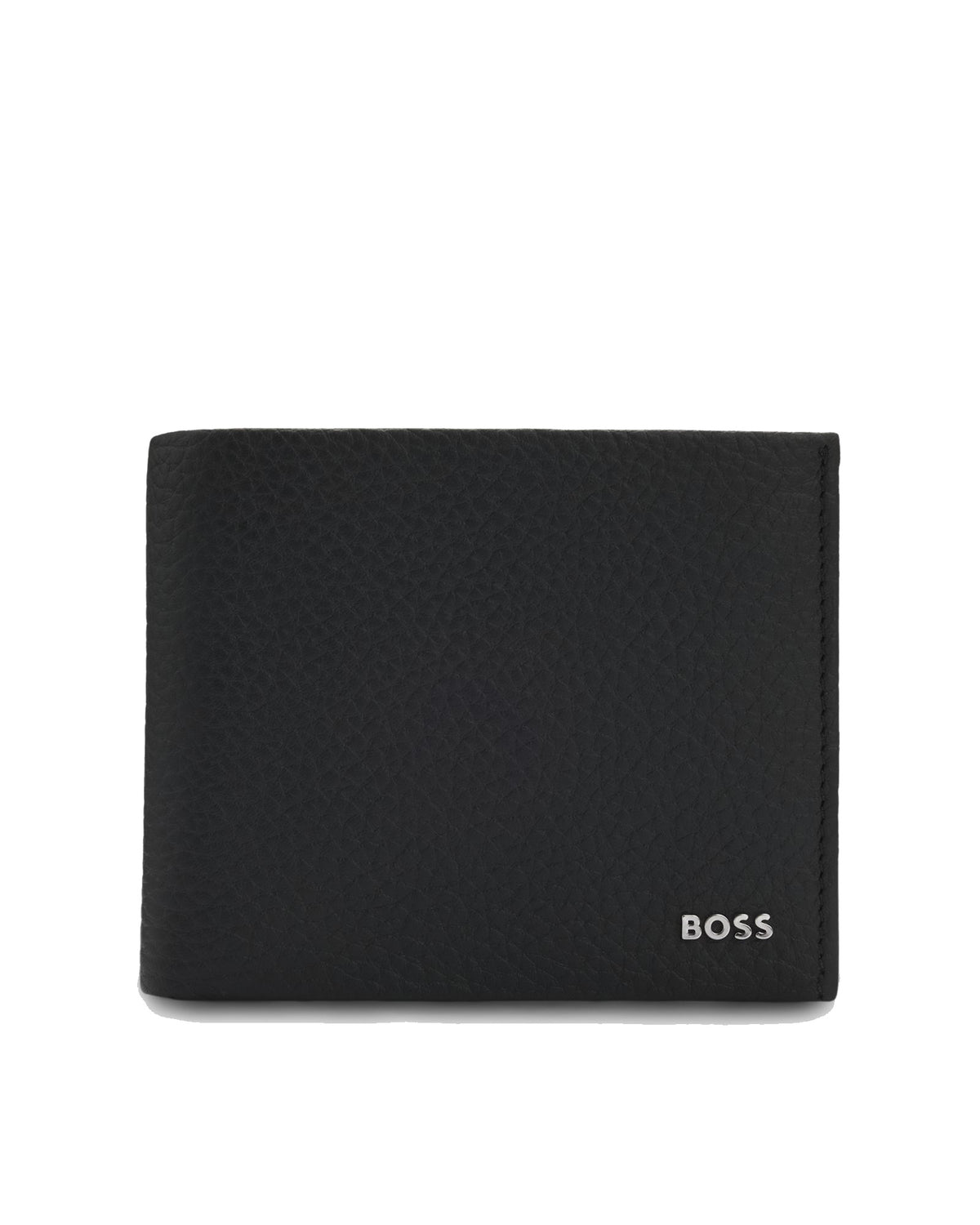 BOSS Crosstown Grained Leather Trifold Wallet – Black