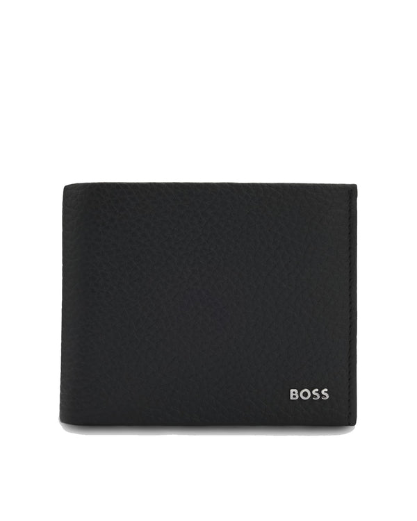 BOSS Crosstown Grained Leather Trifold Wallet – Black