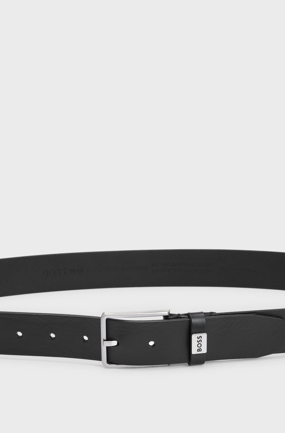 Boss Italian-leather belt with logo keeper - Black
