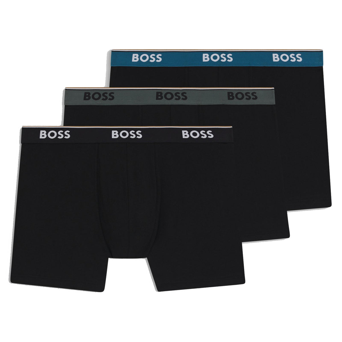 Boss  Three-pack of stretch-cotton boxer briefs with logos - Black