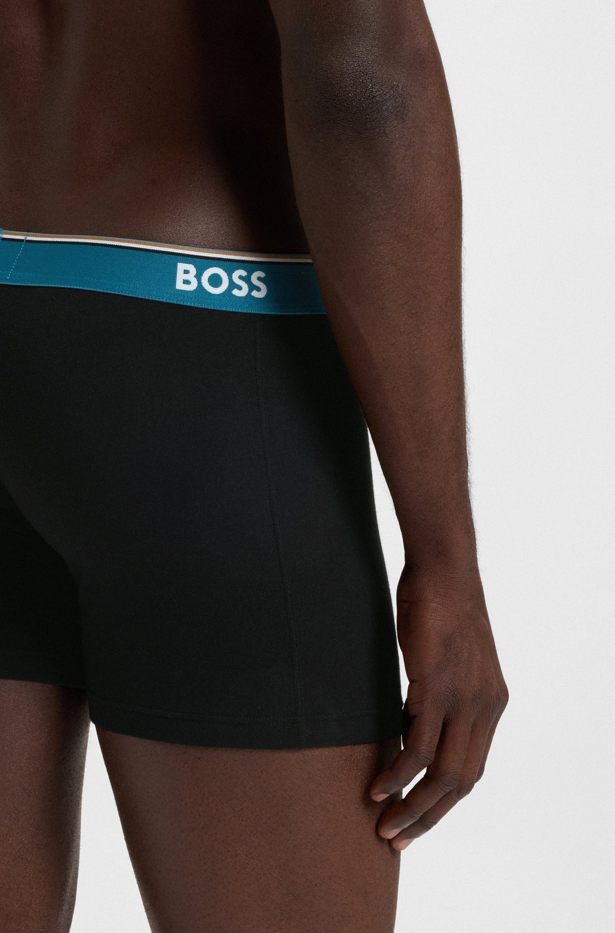 Boss  Three-pack of stretch-cotton boxer briefs with logos - Black