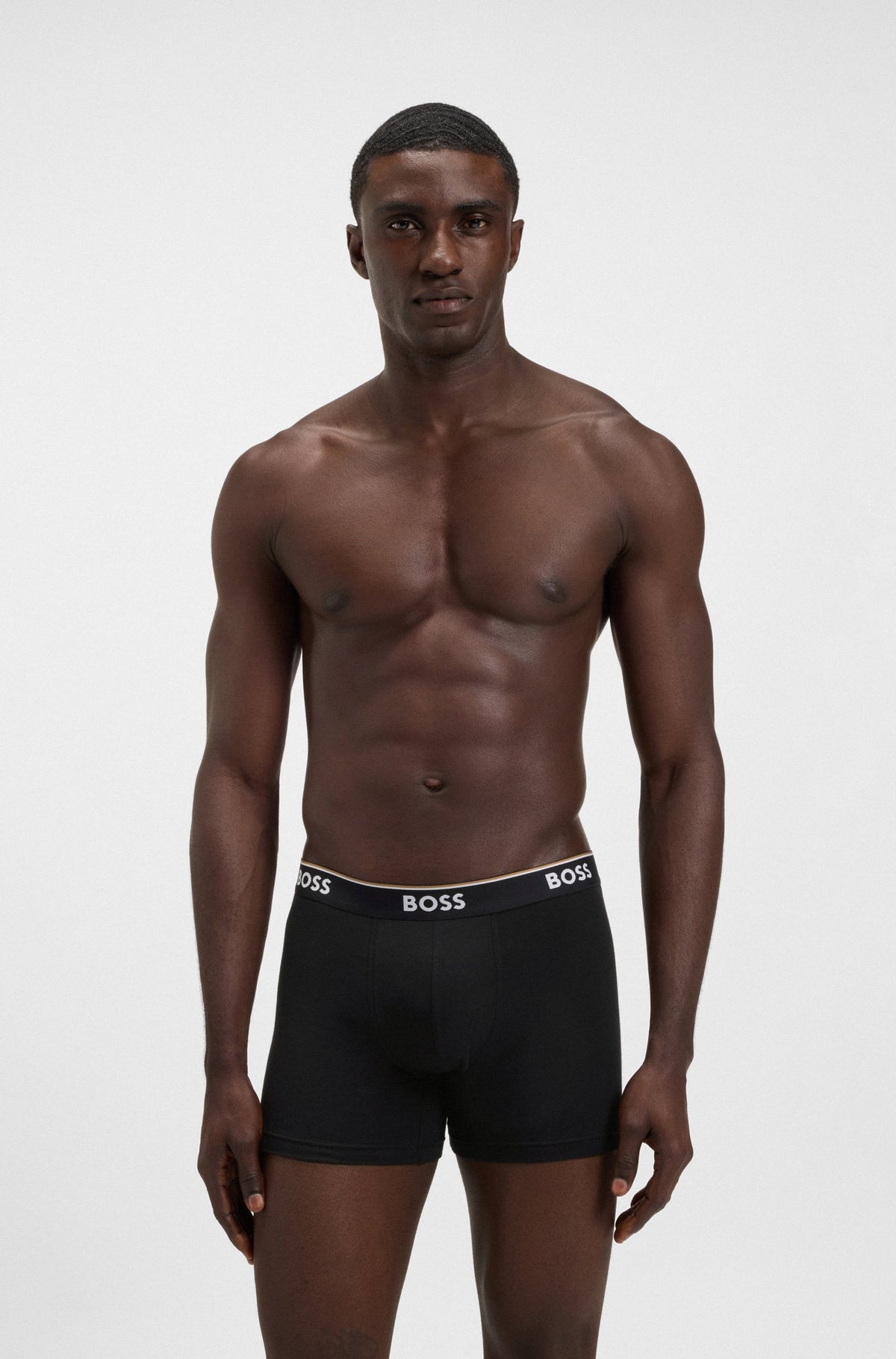 Boss  Three-pack of stretch-cotton boxer briefs with logos - Black