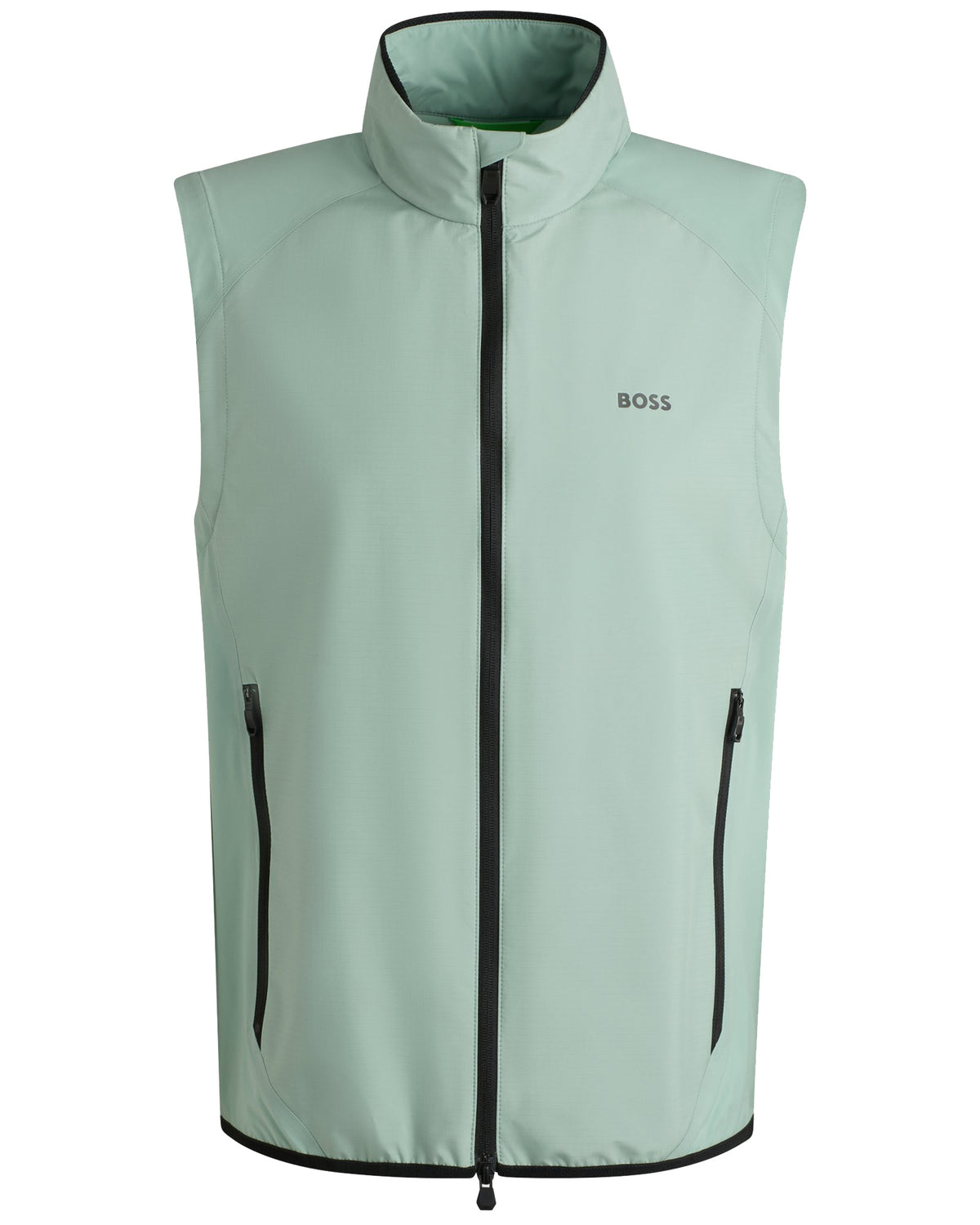 Boss Water-repellent golf vest with decorative reflective details - Green