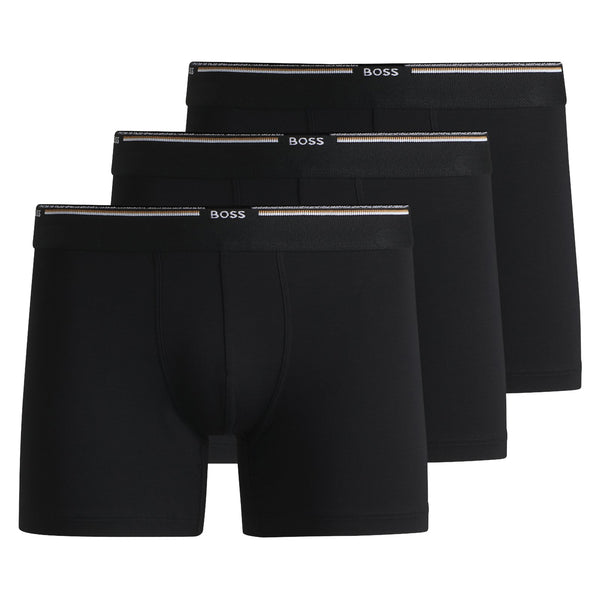 Boss Three-pack of stretch-jersey boxer briefs with logos - Black