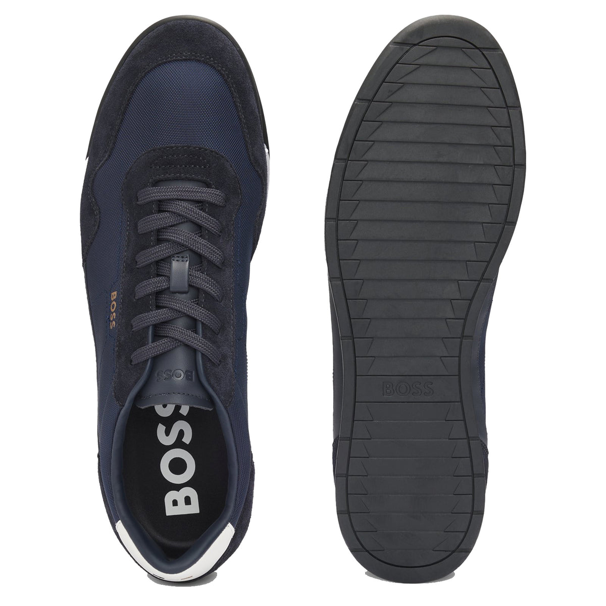 Boss Mixed-material lace-up trainers with suede trims - Blue