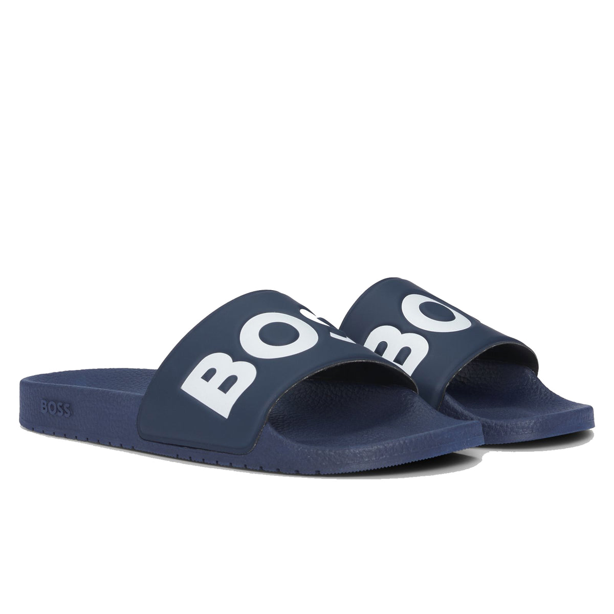 Boss Italian-made slides with large logo detail - Blue