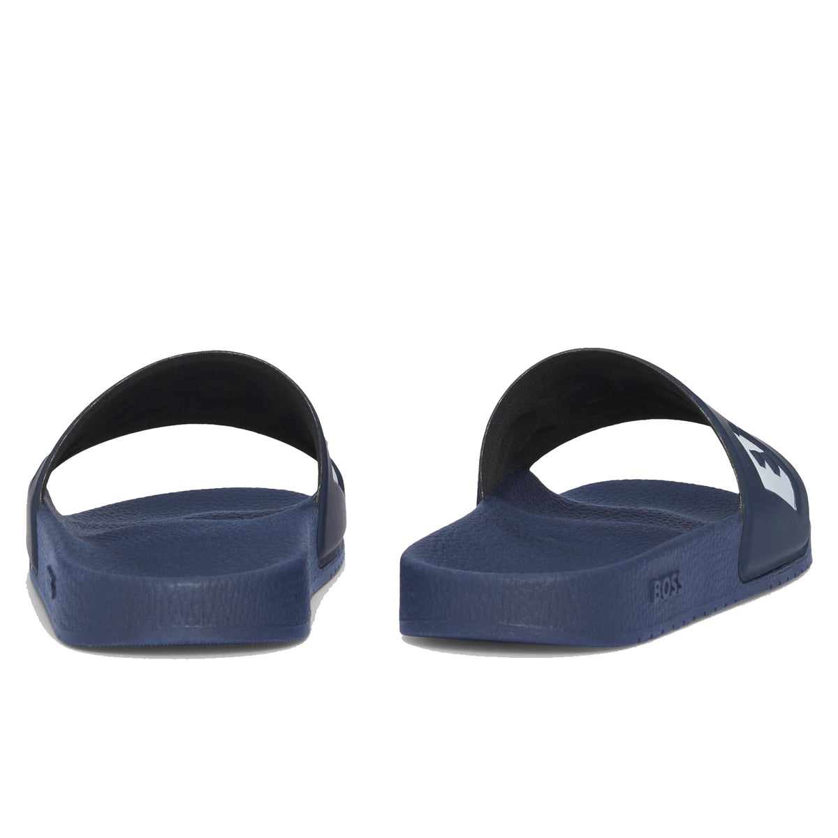 Boss Italian-made slides with large logo detail - Blue