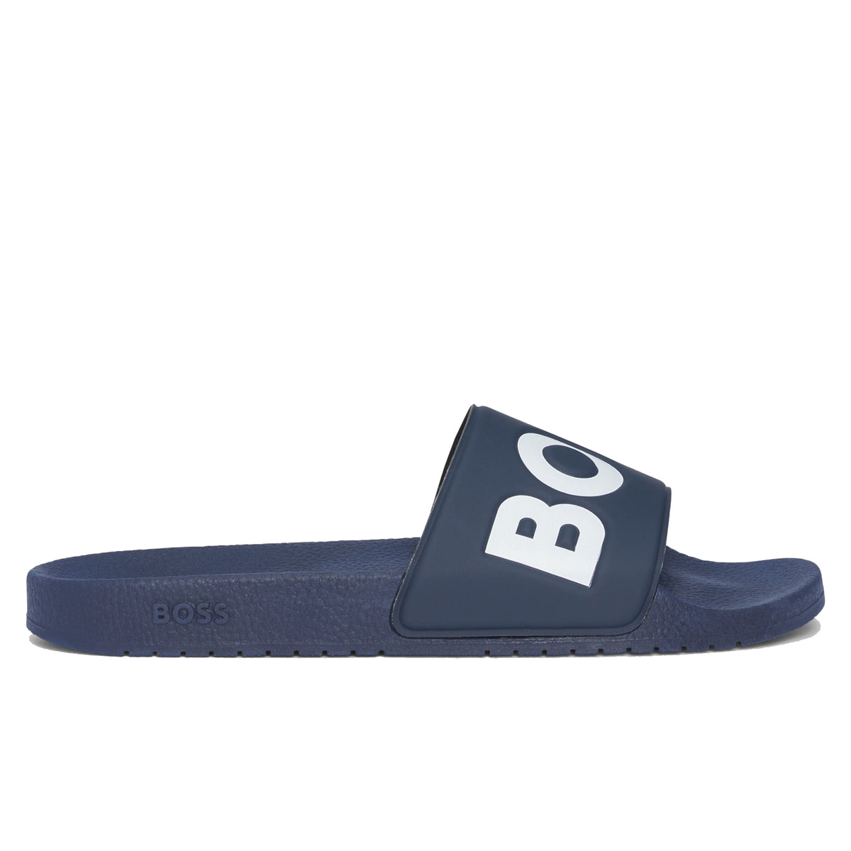 Boss Italian-made slides with large logo detail - Blue
