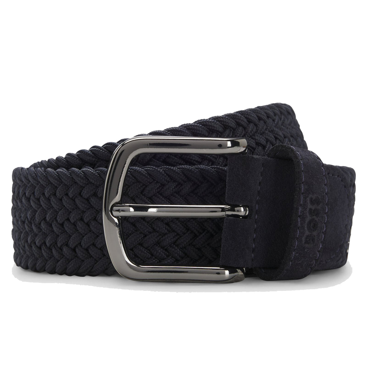 Boss Woven belt with leather trims - Blue