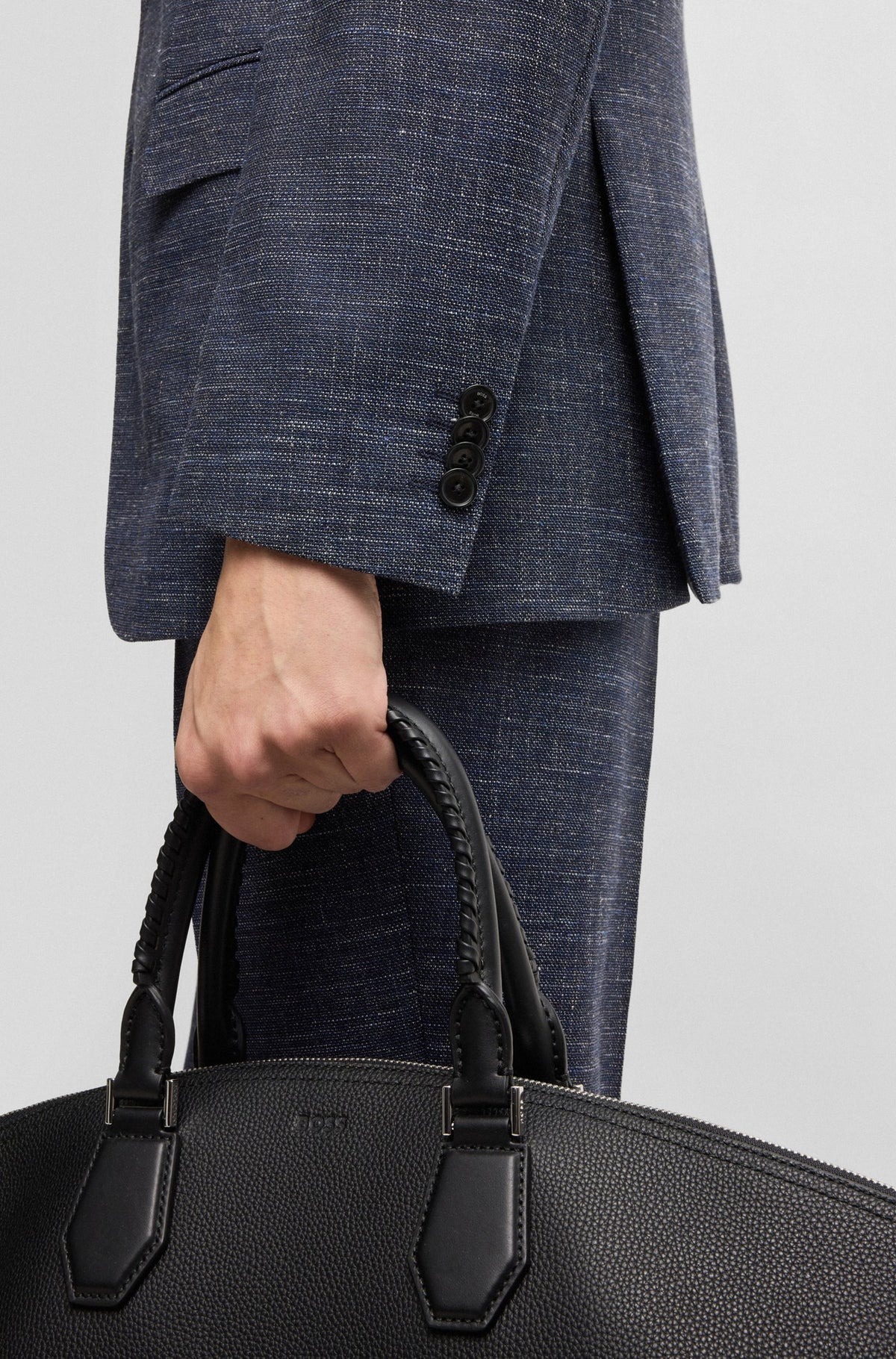 Boss Slim-fit suit jacket in patterned stretch fabric - Blue