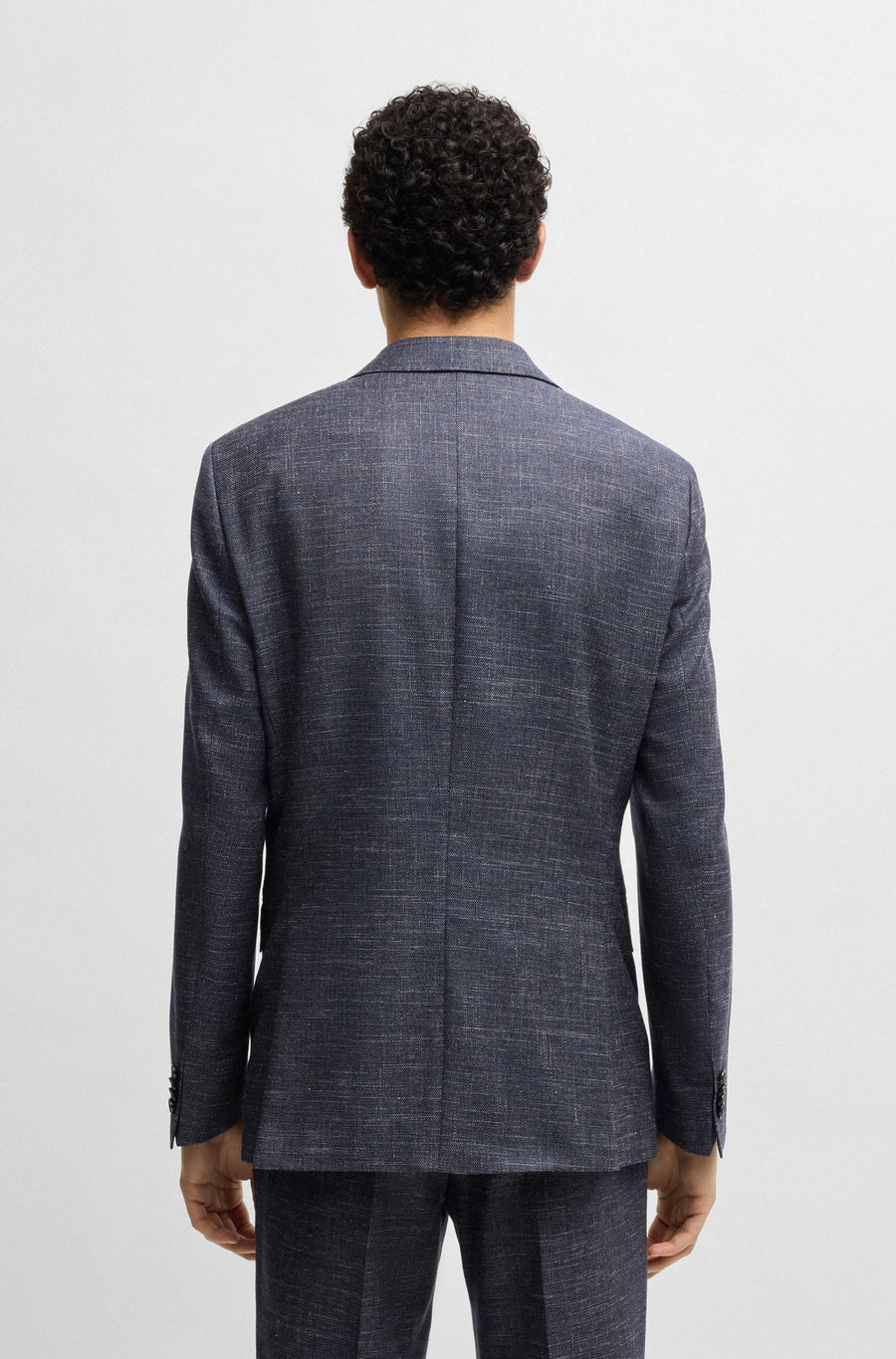 BOSS Slim Fit Patterned Stretch Suit Jacket – Blue