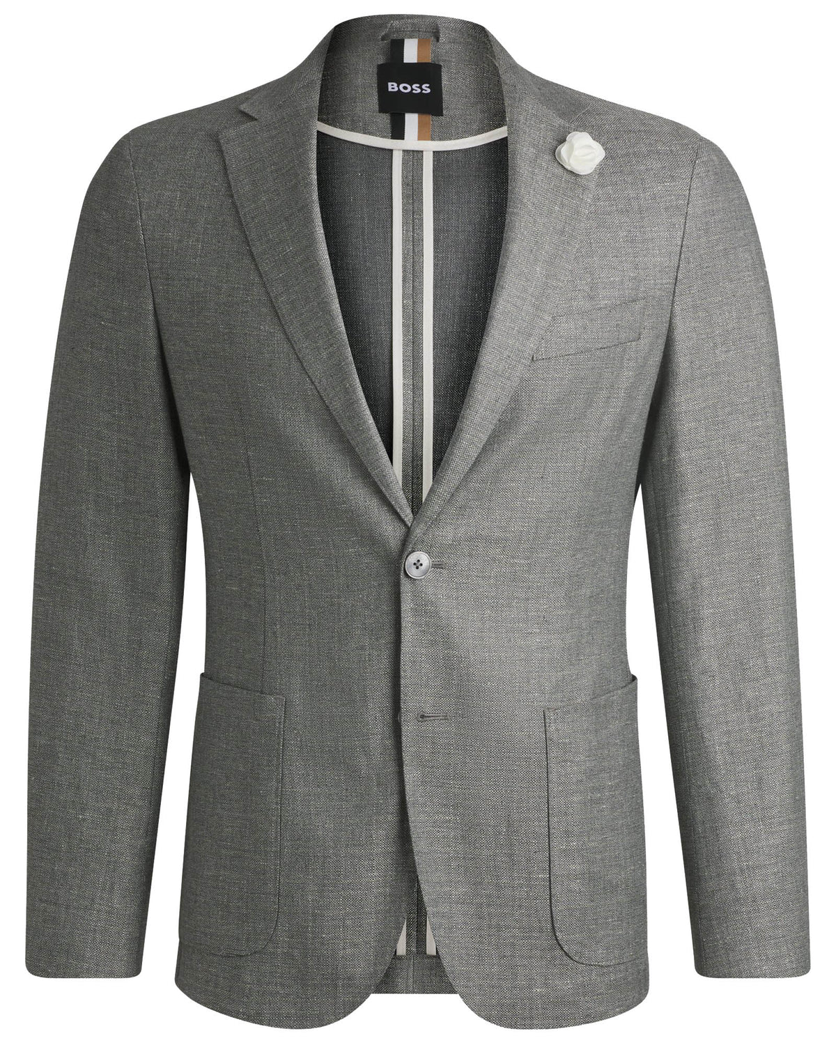 Boss Slim-fit blazer in micro-patterned fabric - Green