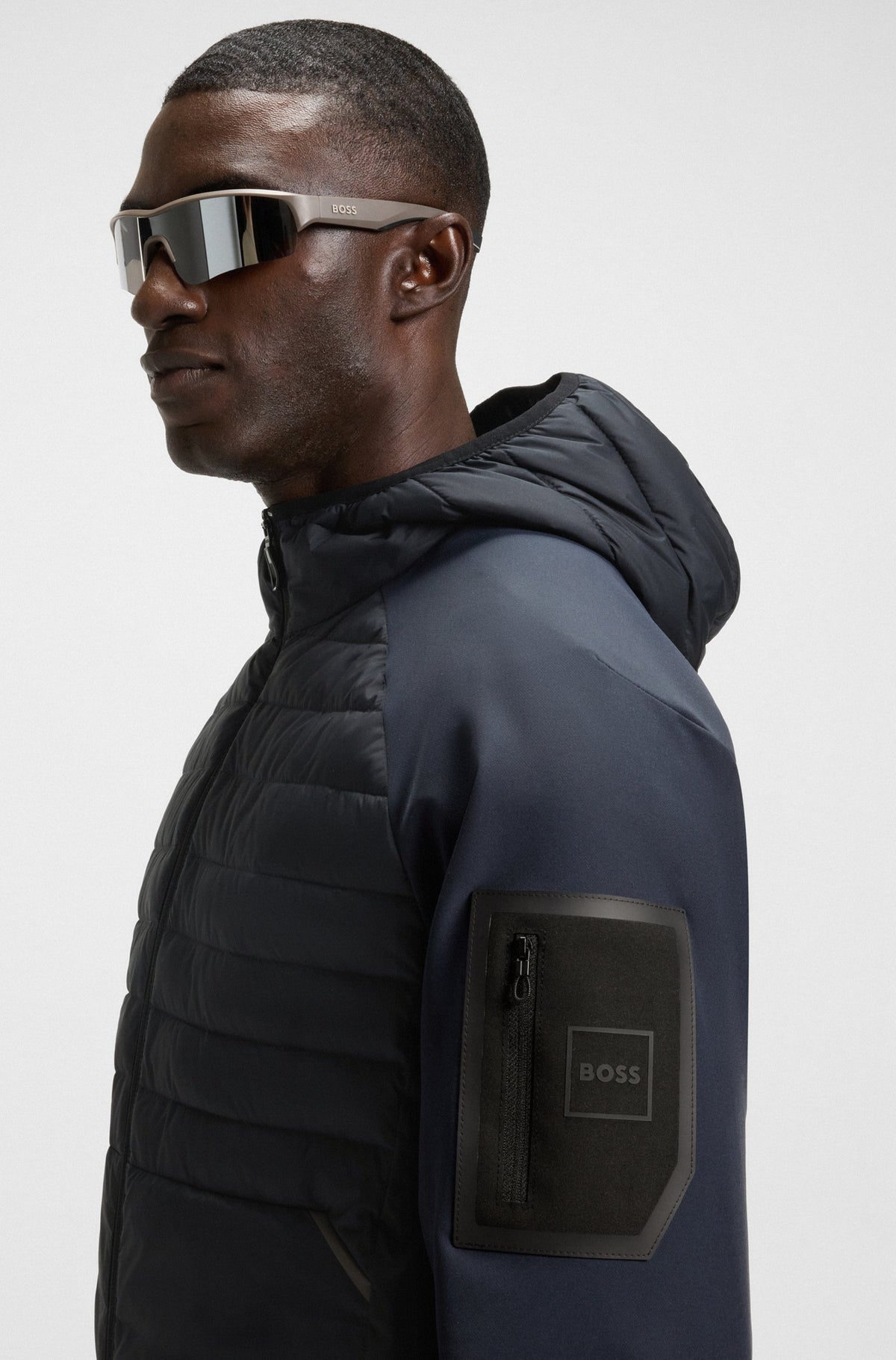 Boss Water-repellent jacket with zipped sleeve pocket - Dark Navy