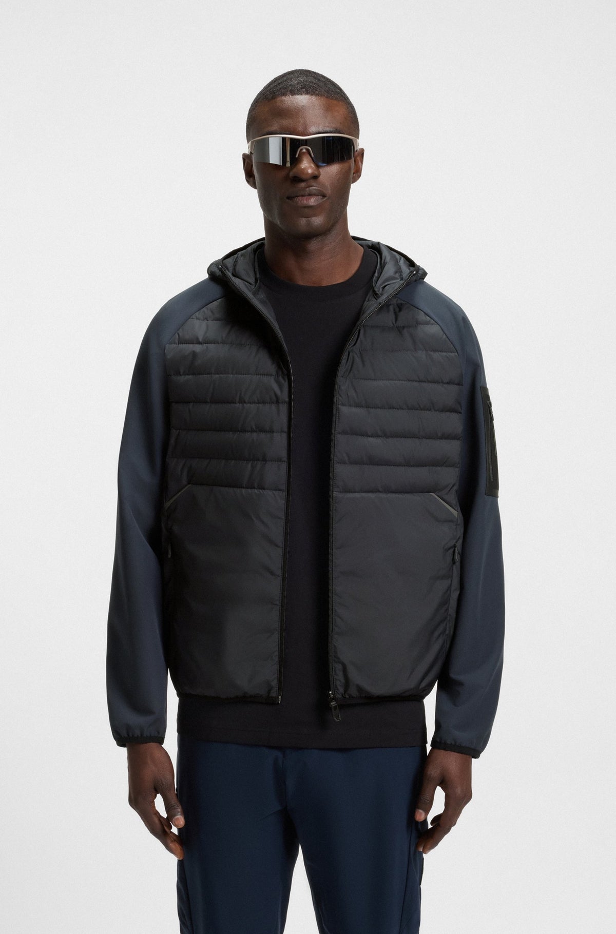 Boss Water-repellent jacket with zipped sleeve pocket - Dark Navy