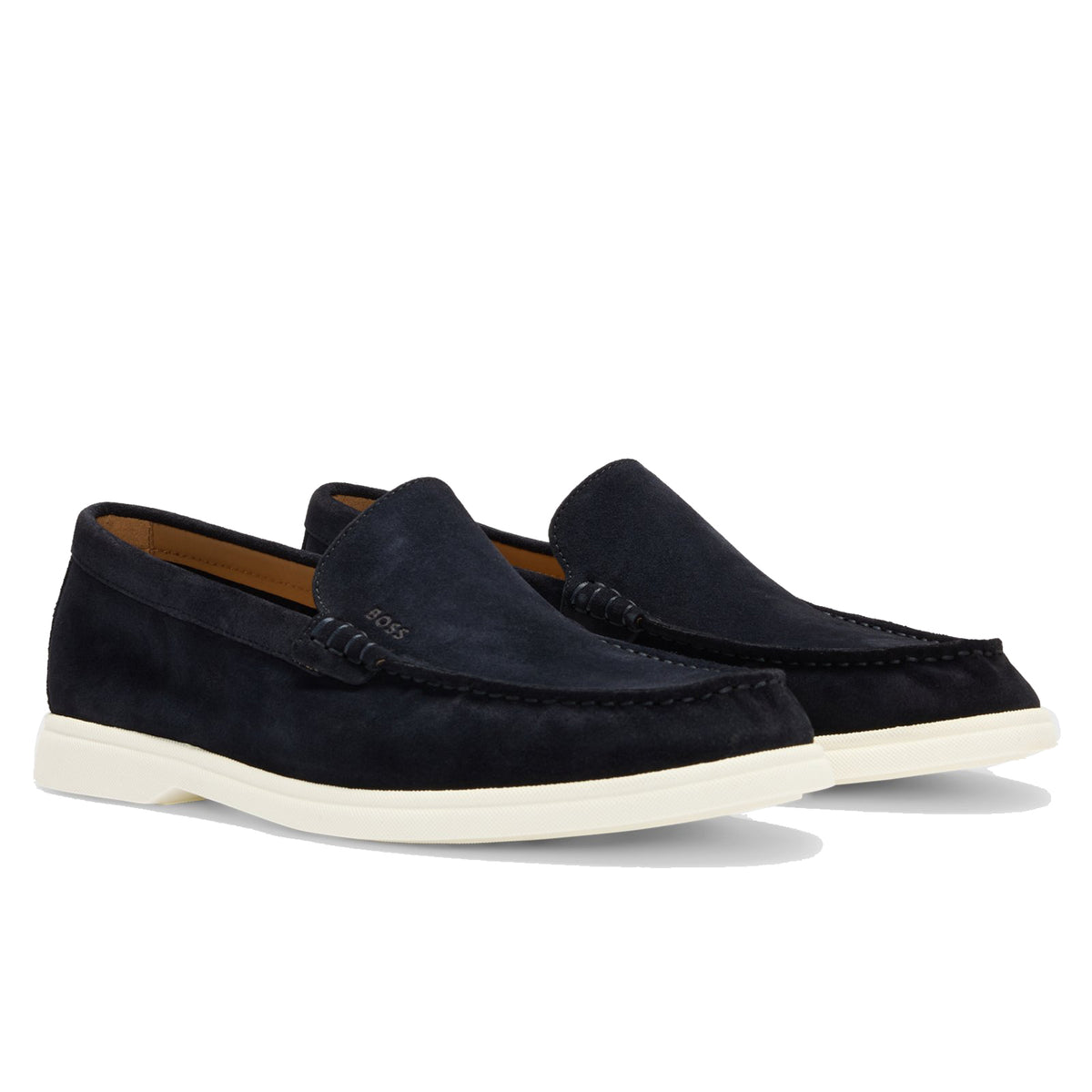Boss Suede loafers with contrast outsole - Blue