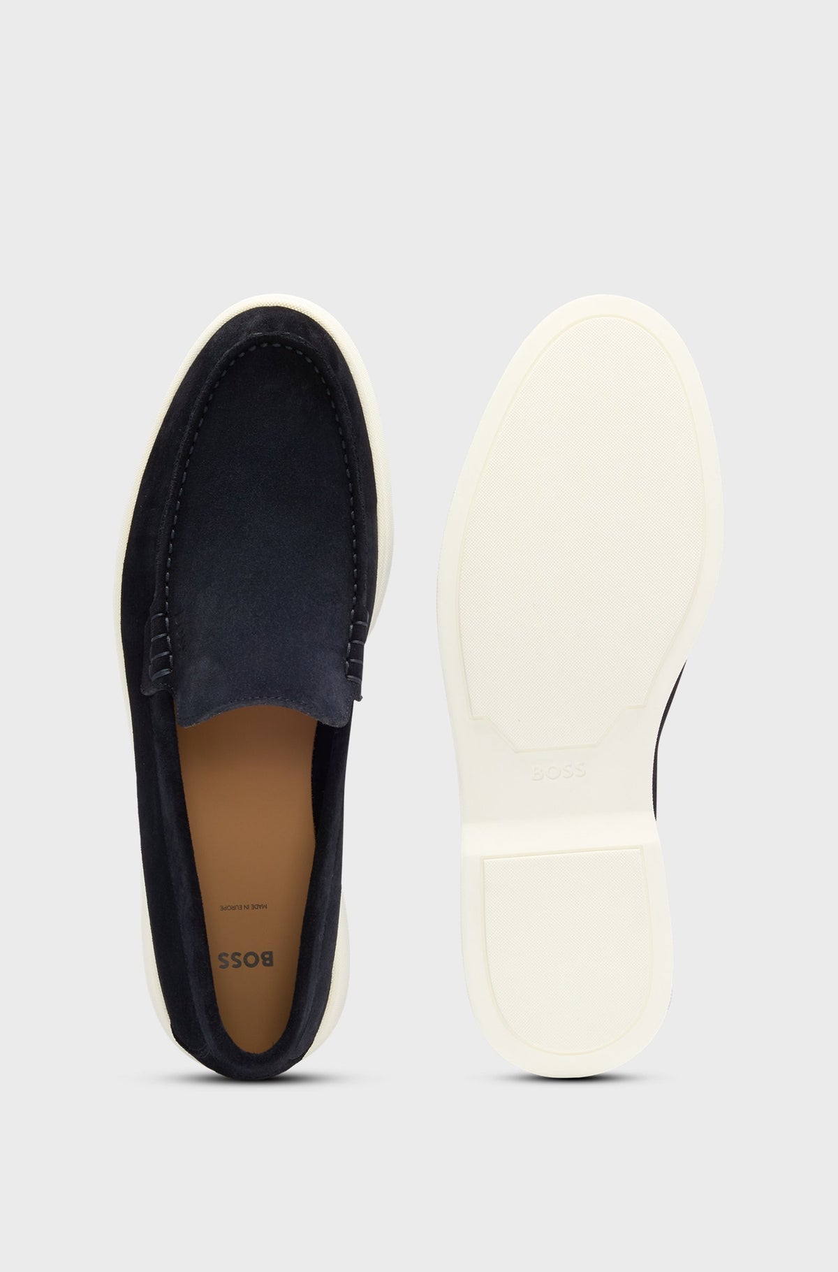 Boss Suede loafers with contrast outsole - Blue