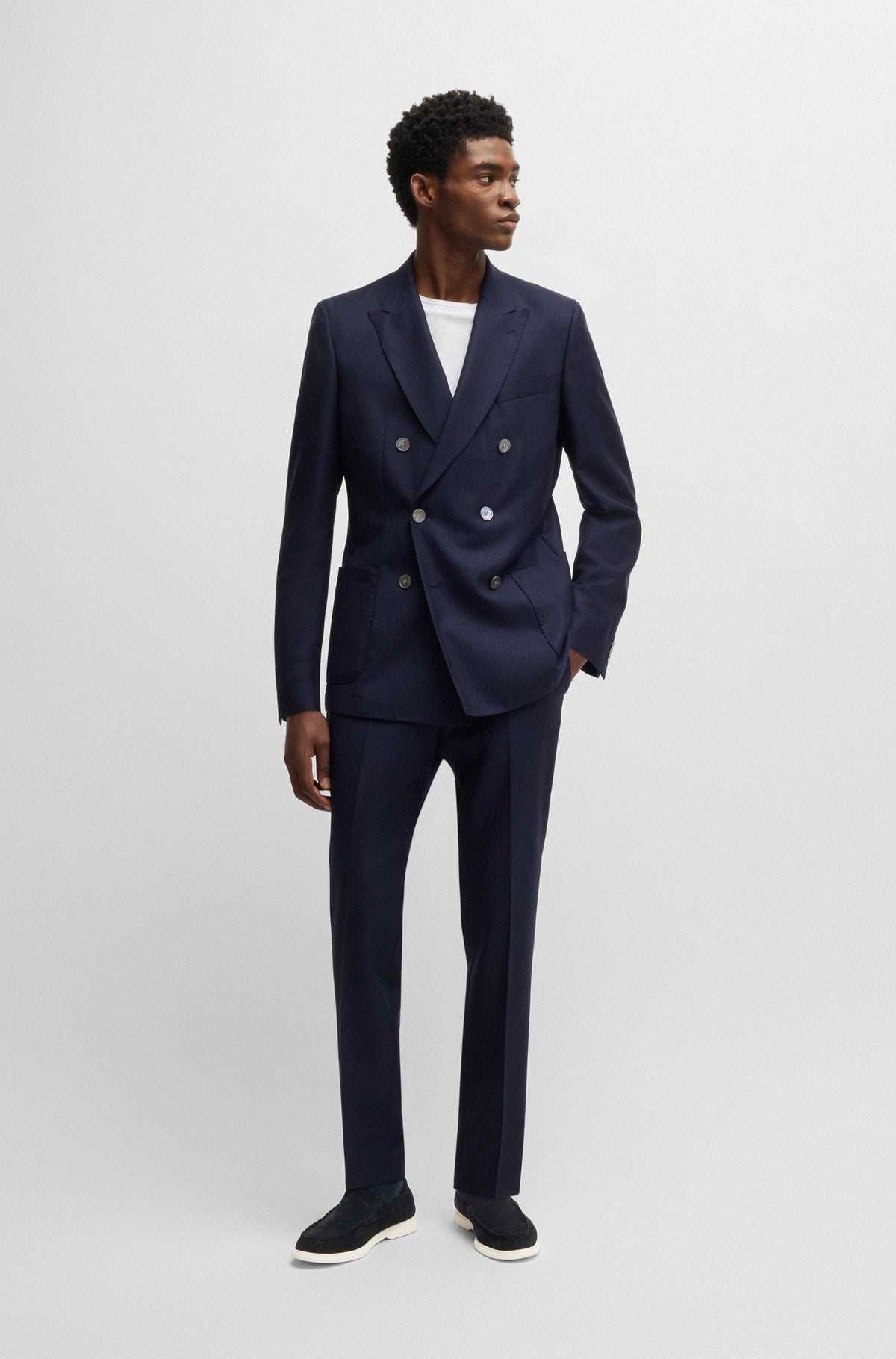 Boss Suede loafers with contrast outsole - Blue