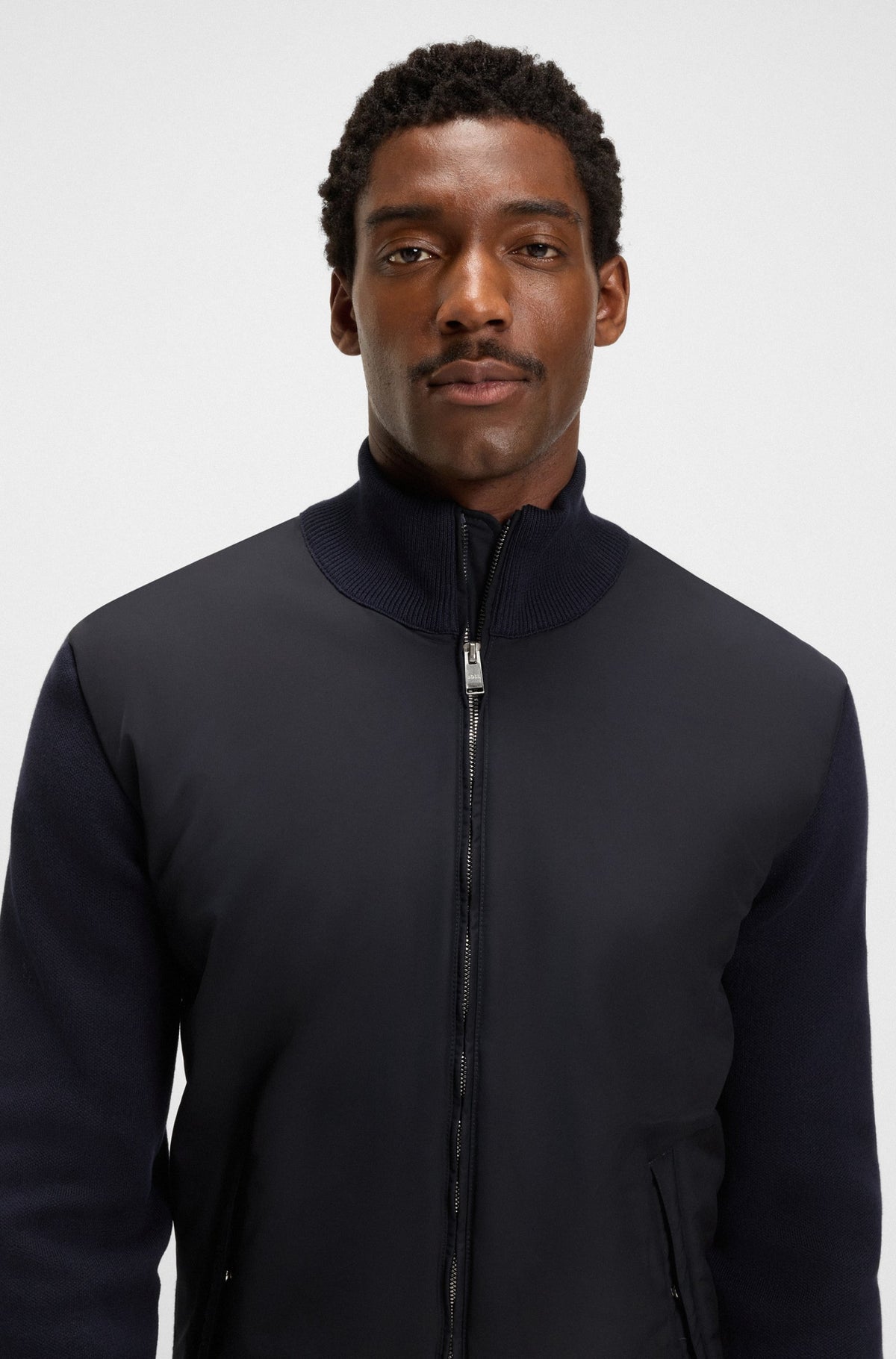 Boss Regular-fit hybrid jacket with Double B monogram - Navy