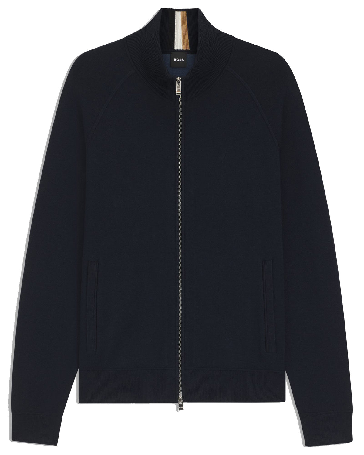 Boss Zip-up cardigan in cotton and virgin wool - Blue