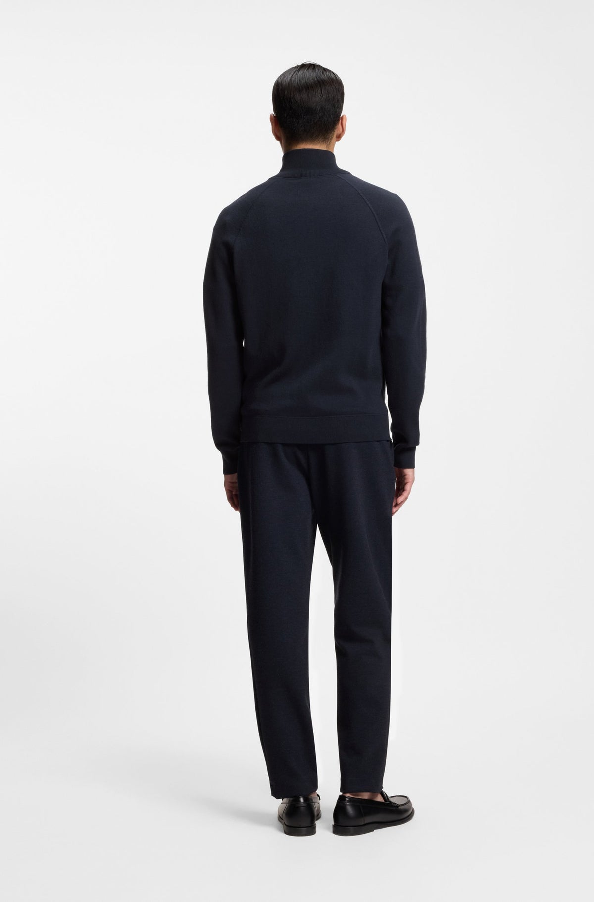 Boss Zip-up cardigan in cotton and virgin wool - Blue