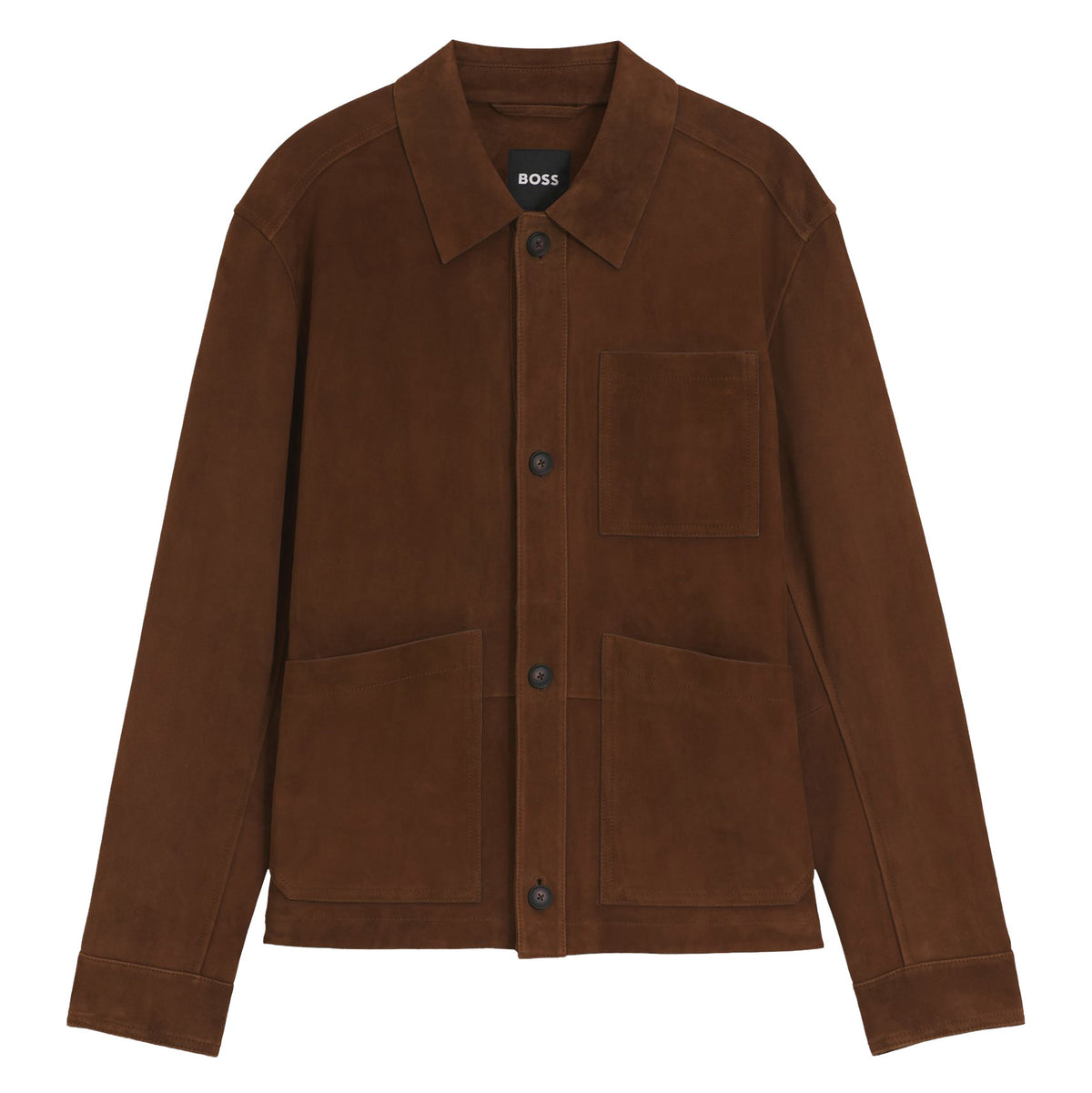 Boss Regular-fit jacket in nappalan suede - Brown