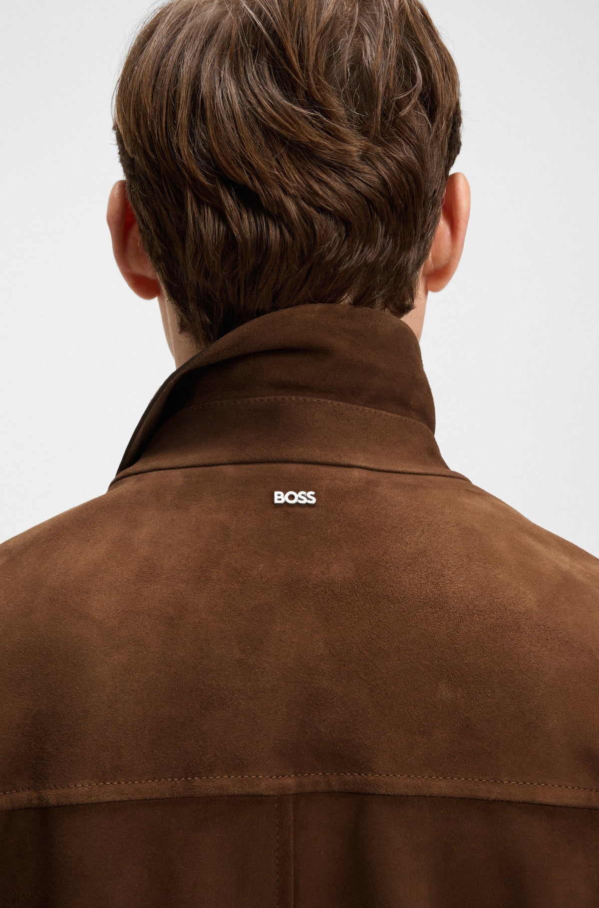 Boss Regular-fit jacket in nappalan suede - Brown