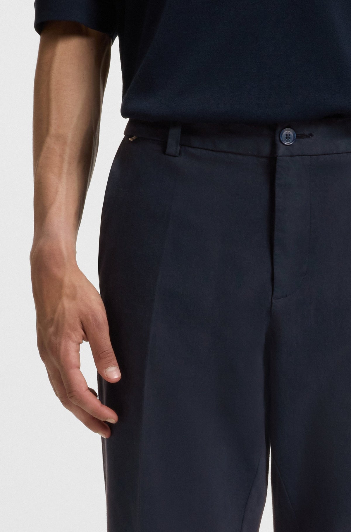 Boss Modern-fit trousers in stretch-cotton gabardine - Blue
